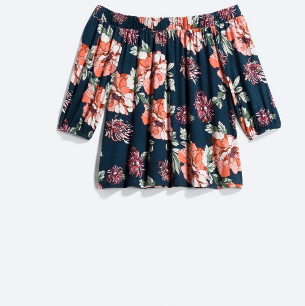 Off the shoulder floral shirt
